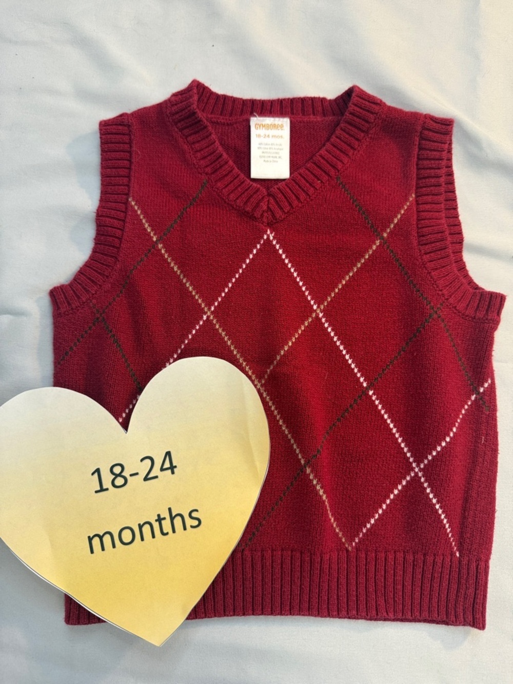 Gymboree - 18-24M - Red Argyle Sweater Vest